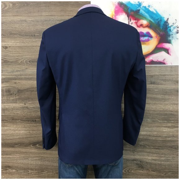 Alfani Mens Blue Blazer Sport Coat Sport Jacket 44L Slim Men Button Suit Class‎ - Picture 5 of 13